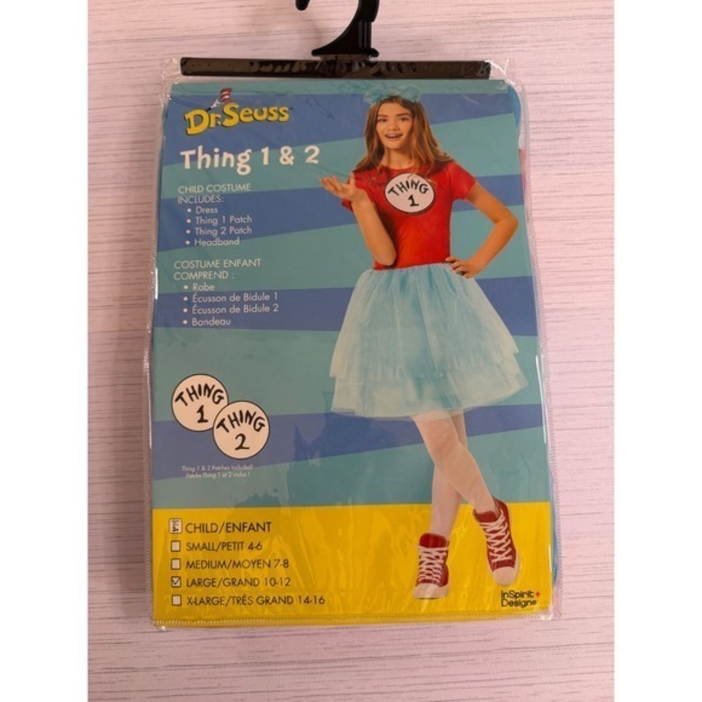 Dr. Seuss Thing 1 & 2 Girls Costume Large 10-12 InSpirit Designs Tutu Dress New
